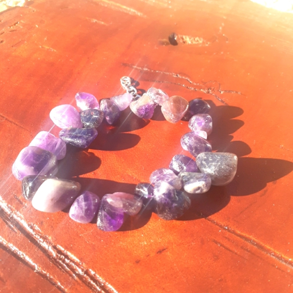 Purple Amethyst healing stone bracelet, handmade
